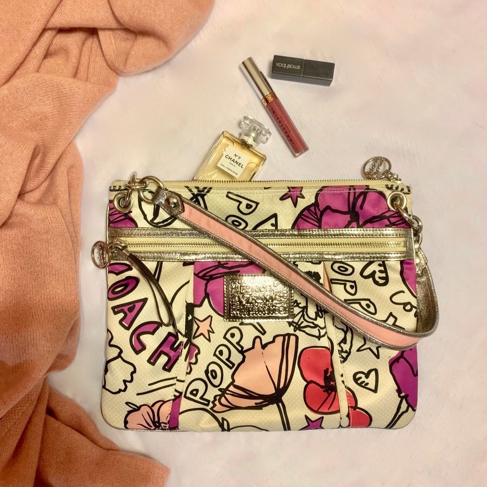 Coach Poppy Signature Petal Pink Floral Purse